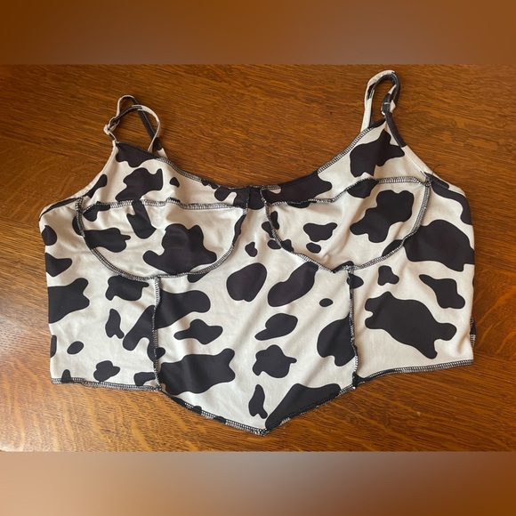 Cow Print Women’s Cami Crop Top Size 3XL Contrast Stitch Corset Soft Approx XL - Picture 13 of 16